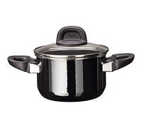 Silit Modesto Line Small Cooking Pot 16 cm Small Pot with Glass Lid Induction Cooking Pot 2 L Pasta Pot Silargan Functional Ceramic Black