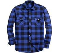 siliteelon Men's Flannel Shirt Buffalo Check Shirts Cotton Checkered Blue Black Chequered Shirt for Men Regular fit Warm Plaid Shirt Christmas Western Work