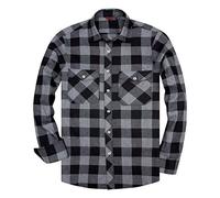 siliteelon Men's Long Sleeve Flannel Button Down Shirt, Grey, S UK