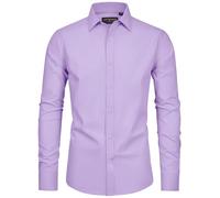 siliteelon Men's Shirt Green Stain Shield Men's Long Sleeve Stretch Iron Free Business Casual Button Down Shirts
