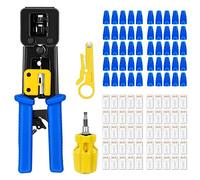 SILIVN EZ Rj45 Rj11 / 12 Crimping Tool, Crimp Tool Kit for Cat5 Cat5e Cat6,Professional Network Crimper Wire Connector Stripper Cutter, Computer Maintenance Lan Cable Pliers Tester Repair Set