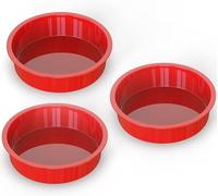 SILIVO Silicone Cake Tins for Baking, 3 Pcs 8 Inch Round Cake Tin, Nonstick 20cm Cake tins, Silicone Cake Moulds for Baking Layer Cake, Cheesecake