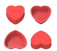 SILIVO Silicone Heart Shaped Cake Tin 15cm, 4Pcs 6 Inch Love Heart Cake Tins, 15cm Silicone Cake Mould for Baking Lovecake