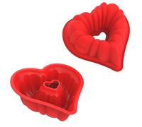 SILIVO Silicone Heart Shaped Cake Tin 20cm, 2pcs Love Heart Cake Tin 8 inch, Nonstick Silicone Baking Mould for Hearts Cakes