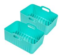 Siliz Ninja Air Fryer Liners for Ninja/Tower Dual Air Fryer | 2 Pack 2X Mint Silicone Air Fryer Liner | Reusable Air Fryer Silicone Liner for Ninja Air Fryer Accessories for Cooking