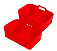 Siliz Ninja Air Fryer Liners for Ninja/Tower Dual Air Fryer | 2 Pack 2X Red Silicone Air Fryer Liner | Reusable Air Fryer Silicone Liner for Ninja Air Fryer Accessories for Cooking