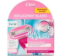 Silk 5 Shine Razor Replacement Blades - 3 Pack - Glide Coat with Aloe Vera, Shea Butter, Jojoba Oil & Vitamin E - For Normal & Sensitive Skin - Smooth & Gentle Shave