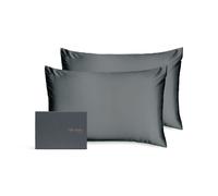 Silk Addict 100% Mulberry Silk Pillowcase Twinpack - Caramel in Charcoal | Size: Standard Pillow Case Silk Addict Charcoal Standard Pillow Case
