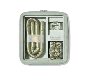 Silk Addict Women's 100% Mulberry Silk Heatless Curlers Set - Olive Green Silk Addict Green