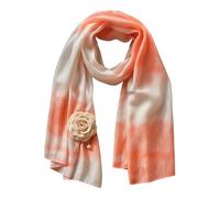 Silk and Bears-100% Pure Habotai Silk Scarf for Women, Long Thin Lightweight Shawl and Wrap, Hand Tied Dyed, Coral Orange Marble