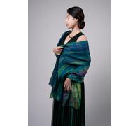 Silk and Bears Women's Emerald Brushstroke Silk Scarf - Hand-Dyed Mulberry Silk Shawl Wrap, Evening & Gift | Size: 10-12 Silk and Bears Emerald 10-12