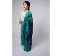 Silk and Bears Women's Emerald, Violet & Turquoise Silk Scarf - Hand-Dyed Mulberry Silk Shawl Wrap, Bold Wedding Guest Gift in Emerald | Size: 10-12 Silk and Bears Emerald 10-12