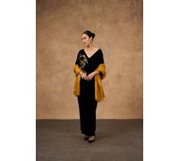 Silk and Bears Women's Gold Silk Scarf - Hand-Dyed Mulberry Silk Shawl Wrap, Wedding Guest & Evening Glamour | Size: 10-12R Silk and Bears Gold 10-12R
