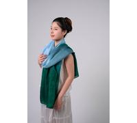 Silk and Bears Women's Hand-Dyed Mulberry Silk Scarf - Emerald to Sky Blue Ombre | Size: 10-12 Silk and Bears Emerald 10-12