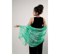 Silk and Bears Women's Jade Green Shibori Silk Scarf - Hand-Dyed Mulberry Silk Shawl Wrap, Wedding Guest & Spring Cover Up in Mint | Size: 10-12R Silk and Bears Mint 10-12R