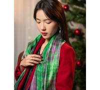 Silk and Bears Women's Parrot Green & Pink Brushstroke Silk Scarf - Hand-Dyed Mulberry Silk Shawl Wrap in Bright Green | Size: 10-12 Silk and Bears Bright Green 10-12