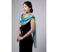 Silk and Bears Women's Pastel Rainbow Brushstroke Silk Scarf - Hand-Dyed Mulberry Silk Shawl Wrap, Colourful Spring Wedding Guest in Light Green Silk and Bears Light Green One Size
