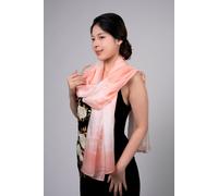 Silk and Bears Women's Peach & Cream Marble Silk Scarf - Hand-Dyed Shibori Mulberry Silk Shawl Wrap, Soft Gift | Size: 10-12 Silk and Bears Peach 10-12