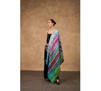 Silk and Bears Women's Slate Grey & Mist Blue Brushstroke Silk Scarf - Hand-Dyed Mulberry Silk Shawl Wrap, Artistic Evening Gift | Size: 10-12 Silk and Bears Multicolor 10-12