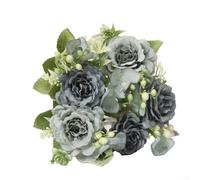 Silk and Plastic Artificial Flower Bouquet for Wedding Table Setting Home Entryway Decor Party Focal Point Lifelike Bloom Structure 30cm Tall (blue)