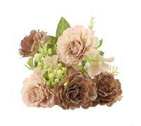 Silk and Plastic Artificial Flower Bouquet for Wedding Table Setting Home Entryway Decor Party Focal Point Lifelike Bloom Structure 30cm Tall (brown)