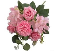 Silk Artificial Bouquet Ball Arranged with Chrysanthemums Roses Hydrangeas for Wedding Party Home Styling (A)