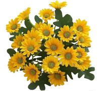 Silk Artificial Chamomile Daisy Flowers Bouquet, 32Cm Faux Wildflower Arrangement For Wedding Table Centrepiece, Home Garden Decor, Vibrant Fake Plants Florals(Yellow)
