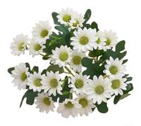 Silk Artificial Chamomile Daisy Flowers For Home Garden Wedding Decor, Realistic Fake Plants Bouquet With Orange for Yellow Pink Blooms, Compact Faux Flowers(White)