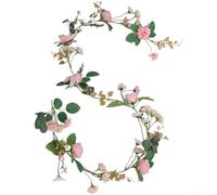 Silk Artificial Flower Garland 186cm Realistic Tea Lavender for daisy(Pink)