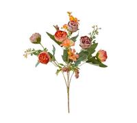 Silk Artificial Flowers Tea bud Roses peony Wreath Wedding wall Bridal Bouquets Home vase table garden Party Diy Decoration-Orange-1pc