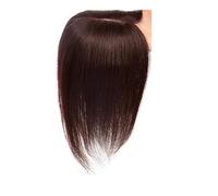 Silk Base Human Hair Topper For Spot Bald Middle Part Side Bangs Straight Lace Partial Wig 3 Clips in Hairpieces Extensions Artificial Scalp Adds Volume(10 inch,DARK BROWN_9X14CM)