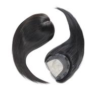 Silk Base Topper For Women Real Human Hair Clip In Topper,6x6 Inch Larger Base, 130 Density, Natural Black Color For Women With Thinning Hair Adds Volume(20 INCH)