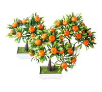 Silk-Based Orange Blossom Bonsai in Styled Pot for Layered Interior Design on Bookshelf Desk or Sideboard with Refined Visual Balance