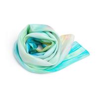 Silk & Bears Hand-Dyed Mulberry Silk Shawl - Sky Blue to Emerald Green | Luxury Wedding & Bridesmaid Wrap | Mother of the Bride or Eid Gift | Lightweight Silk Evening Scarf, 85x180cm