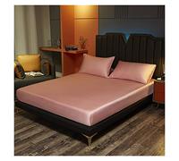 Silk Bed Fitted Sheet Deep 25CM Real Mattress Cover Customized Size Sheets(PINK,200x200x25cm)
