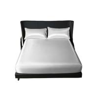 silk bed sheets 1pcs Satin Surface Bedding Fitted Sheet（No Pillowcase）Elastic Band Around Mattress Cover King Bed Sheet(Color 1,90x200cm)