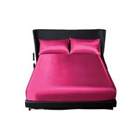 silk bed sheets 1pcs Satin Surface Bedding Fitted Sheet（No Pillowcase）Elastic Band Around Mattress Cover King Bed Sheet(Color 5,Full)