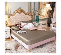 Silk Bed Sheets Luxury pure Satin Queen Bed Sheet Set High End Silky Home Sheets Pillow Cover Single Double Fitted with Elastic Band(Xiang bin jin,180x200cm 3 pcs set)