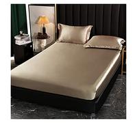 Silk Bed Sheets Satin Sheet With Elastic Belt Replacement Fitted Mattress Cover/140/160/200/Double No Pillowcase(Xiang bin jin,90x200x25cm)