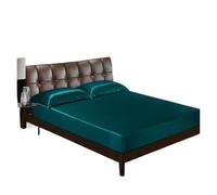 silk bed sheets Silk Fitted Sheet Four Corners with An Elastic Band Mattress Cover Solid Color Bed Fit(Color 2,120x200x25cm)