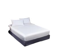 silk bed sheets Silk Fitted Sheet Four Corners with An Elastic Band Mattress Cover Solid Color Bed Fit(Color 2,200x220x25cm)