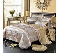 Silk Bedding Sets King Size, Double Duvet Covers Set Purple Cotton, Bedding Set King Size Grey Luxury Floral Double Duvet Covers Set d Cotton Silk Luxury Satin Jacquard 4pcs Twin (Grey King)
