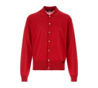 Silk-Blend Knit Cardigan- male- Versace- Cardigans- Red- L- Knitwear L