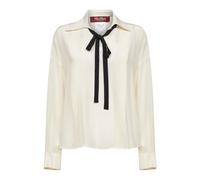 Silk Blouse with Bow Tie - female - Max Mara Studio - Blouses - Beige - XS - Blouses & Shirts XS