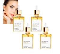 Silk Body Oil Hydrating & Brightening, Correcting Facial Elixir with Antioxidants and Vitamin E, Smooths Fine Lines, Improves Skin Texture and Tone, Lightweight Fast-Absorbing Formula (4pcs)