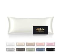 Silk Body Pillow Cases, Mulberry Silk Body Pillow Cover with Zipper, Smooth, Anti Acne, Cooling Sleep Both Sides Natural Silk Satin 20x54 Body Pillowcase, Gifts for Women Men, Ivory