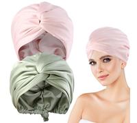 Silk Bonnet for Sleeping 2PCS Women Double Layer Satin Bonnet with Adjustable Buckle Soft Imitation Silk Hair Lightweight Sleep Night Cap for Girl Women Hair Care Style1 Satin
