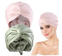 Silk Bonnet for Sleeping 2PCS Women Double Layer Satin with Adjustable Buckle Soft Imitation Hair Lightweight Sleep Night Cap Girl Care Style1Bonnet