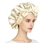 Silk Bonnet for Sleeping: Double Layer Satin Lined Bonnet with Adjustable Tie for Curly Hair & Natural Styles