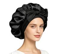 Silk Bonnet for Sleeping: Double Layer Satin Lined Bonnet with Adjustable Tie for Curly Hair & Natural Styles